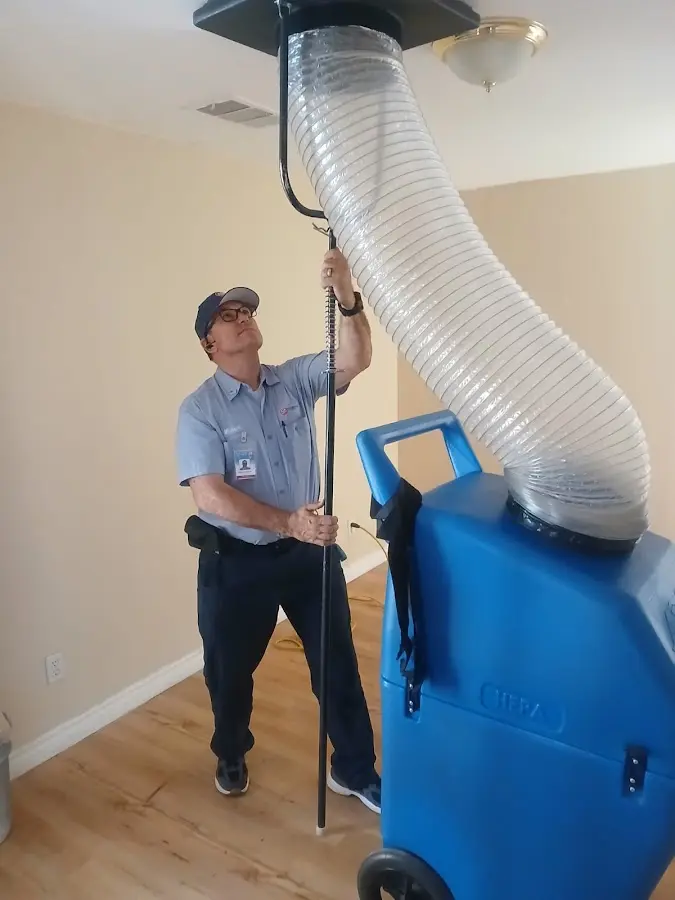 Mini Split Installation technician using HEPA equipment in Cupertino